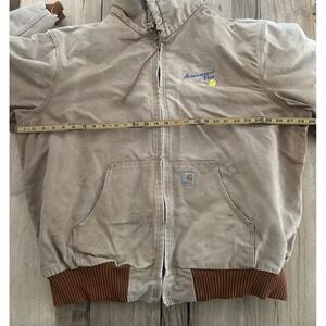 Vtg Y2K Men's Carhartt J140 BRN Brown Hooded Canvas Jacket 2XL Distressed